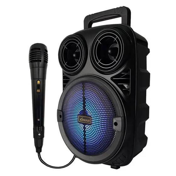 Caixa de som bluetooth portátil com microfone FM USB Xtrad