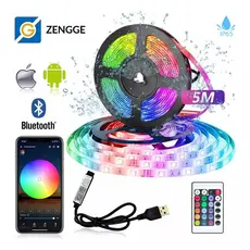 Fita Led USB 5050 Rgb Bluetooth Com Controlador App Ip65 Prova D'água