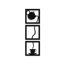 Kit 3 Quadros Para Decorar seu  Cantinho Do Café Cozinha Mdf preto fosco 3mm