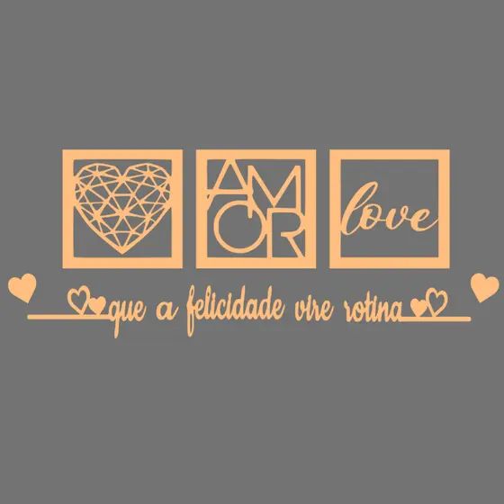 Kit 3 Quadros Decorativos + Frase que a felicidade vire rotina Frase de Parede Quarto Ou Sala em mdf