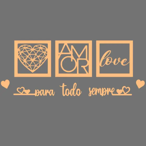 Kit 3 Quadros Decorativos + Frase PARA TODO SEMPRE Frase de Parede Quarto Ou Sala em MDF