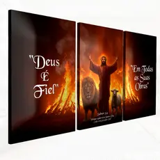 Kit Quadros Decorativos Religiosos DEUS É FIEL  Decoração Sala ou Quarto MDF