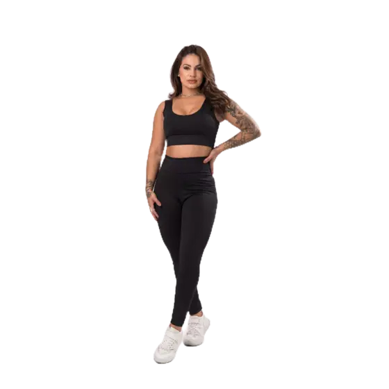 CONJUNTO FITNESS CALÇA LEGGING CINTURA ALTA E TOP SEM BOJO SUPLEX