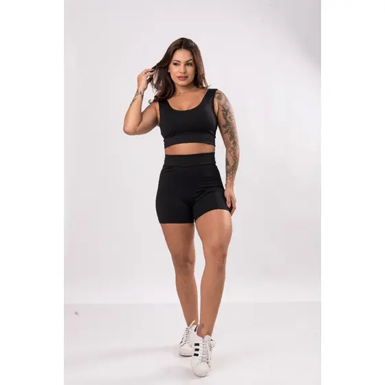 Conjunto Top e Short Cintura Alta Fitness Feminino Tam P - M - G