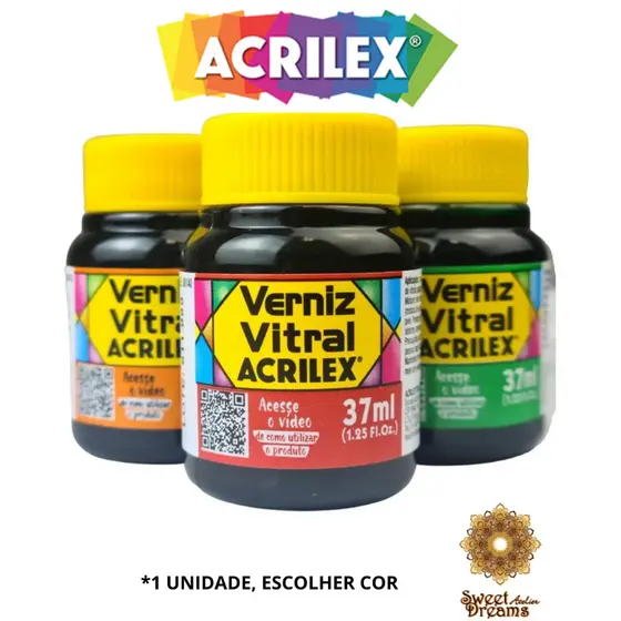 Verniz Vitral Acrilex 37ml Transparente e Brilhante
