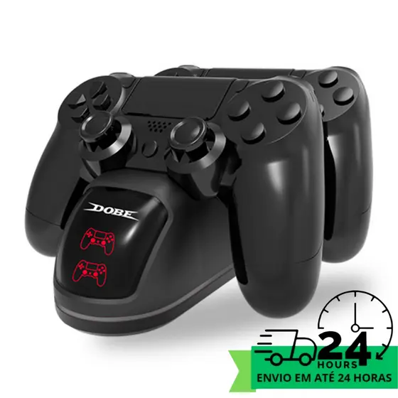 Base Carregador Duplo Para Controle Playstation 4 Ps4 Charging Dock Duplo Led Indicador