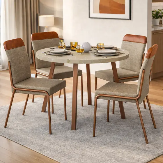 Conjunto Sala de Jantar 4 Cadeiras Veneza Petra Rosê Carraro