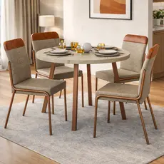 Conjunto Sala de Jantar 4 Cadeiras Veneza Petra Rosê Carraro