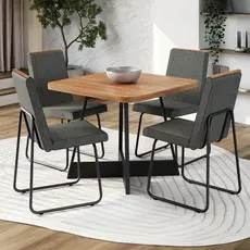 Conjunto Sala de Jantar 4 Cadeiras Belluno Carraro Nogal e Preto