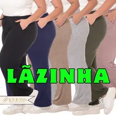 Calça Pantalona Plus Size Lanzinha Cintura Alta Com Bolso
