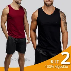 Kit 2 Regata Masculina Camisa Algodão Básica Camiseta Lisa Blusa