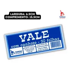 Bloco Talão Vale com Canhoto 50 ou 100 Folhas 15,5x6,5cm Anotação