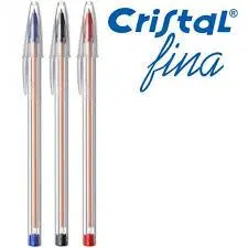 Caneta BIC Cristal Fine Plus 0.8mm Azul Preta e Vermelha – Kit com 3 Unidades