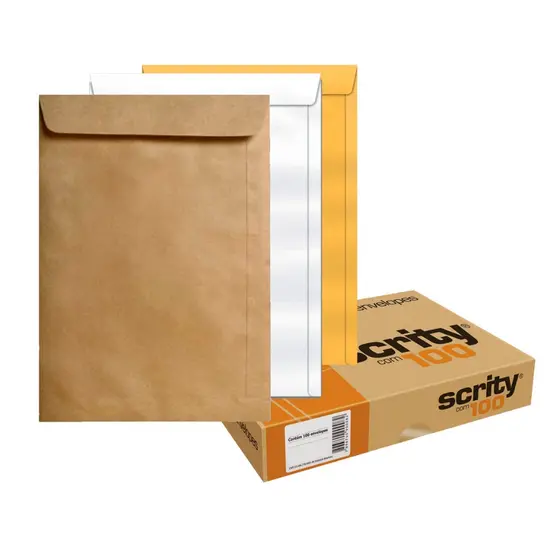 KIT 15, 30 e 50 Unidades de Envelope Para Documento Tipo Saco OFICIO Kraft Pardo 24x34cm