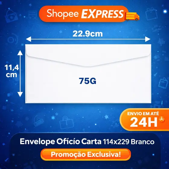 Envelope Ofício Carta 114x229 Branco 75g – Qualidade Profissional | Envio Rápido Promoção Barato