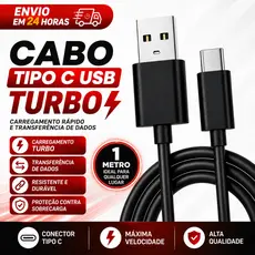 Cabo Celular Turbo TIPO C USB Cabo Dados para Todas Entradas Tipo C - ENVIO RÁPIDO