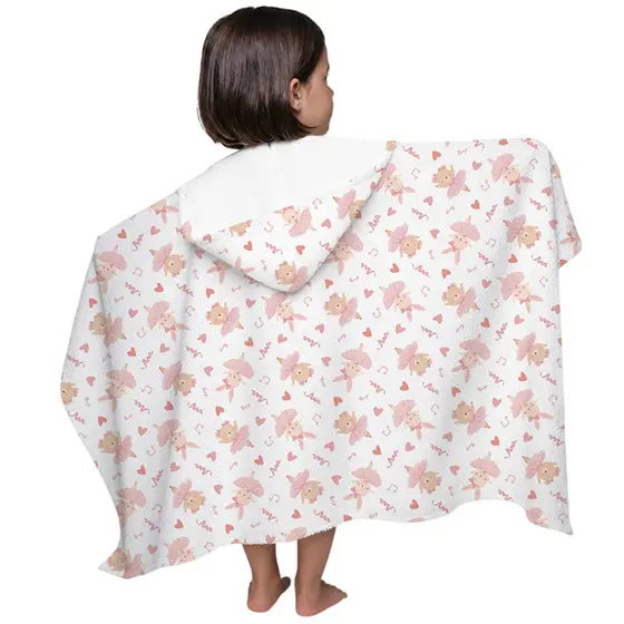 Toalha Capuz Banho Infantil Criança Algodão Felpuda Menina Estampa Balé Ballet