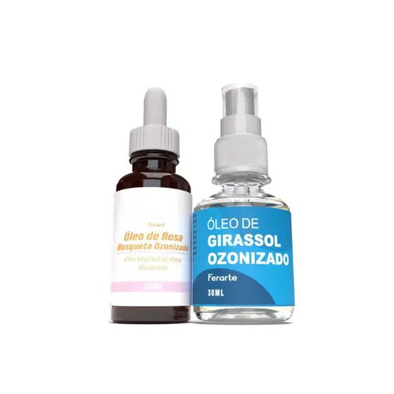 Kit Óleo de girassol ozonizado 30ml Óleo de rosa mosqueta ozonizado Ferarte 20 ml cicatrizante