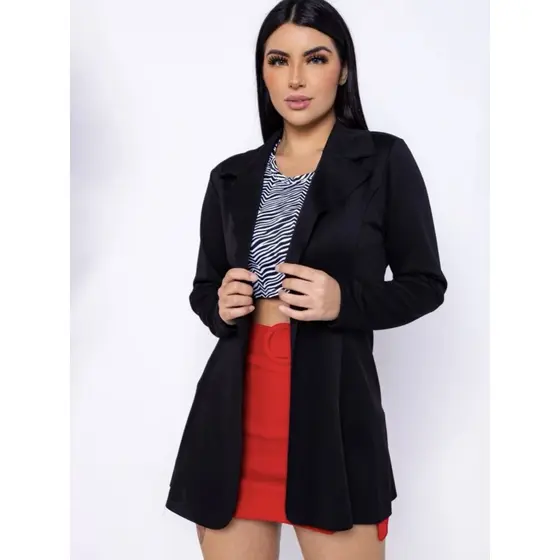 Max Blazer Longo neopremi Sobretudo Feminina Acinturado Roupa