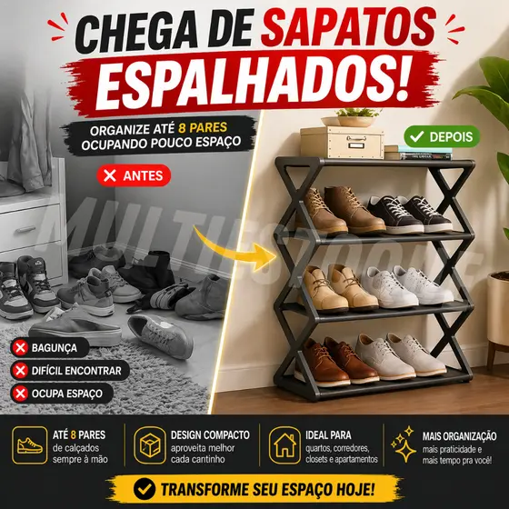 Sapateira Multiuso 4 andares organizadora 8 pares