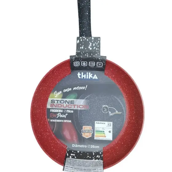 Frigideira em Alumínio Antiaderente Multifuncional 26cm - Vermelha
