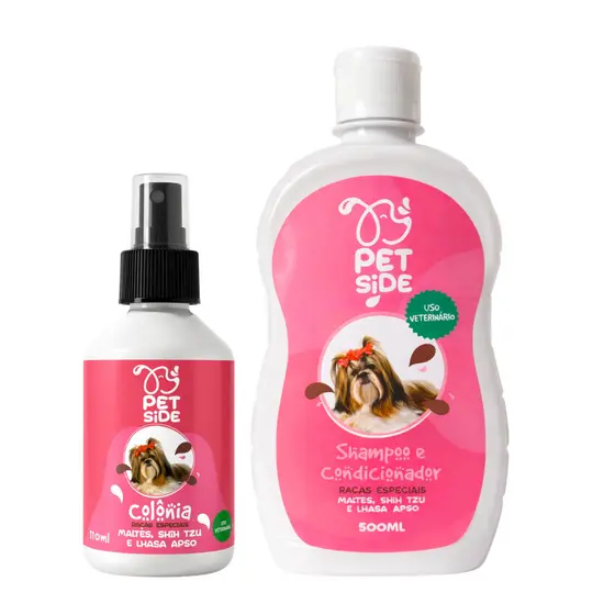 Kit Shampoo & Condicionador + Colônia Perfumada para Cães Shitzu Maltês Lhasa Apso