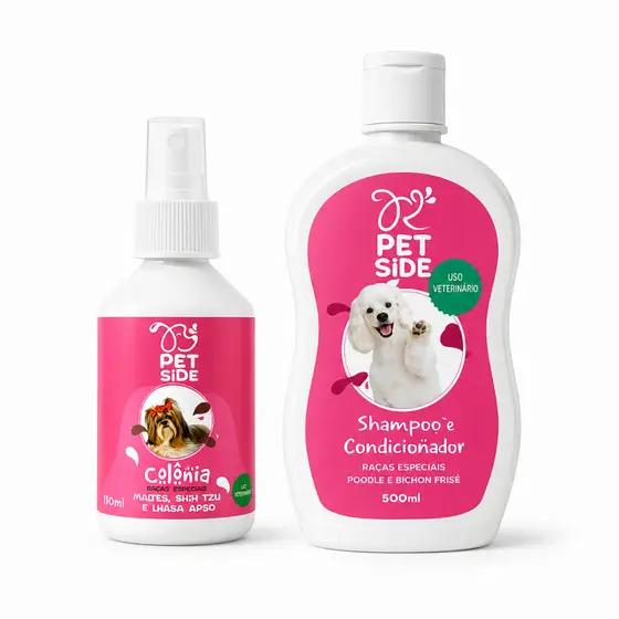 Shampoo & Condicionador + Colônia para Cães Poodle Bichon Frisé - Banho Premium Petshop