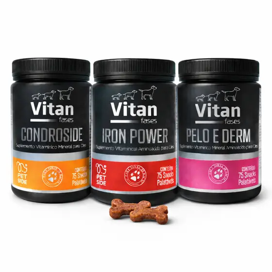 Kit Suplemento P/ Cães Fortalece Pele Pelo Articulações Ossos Ganha Massa