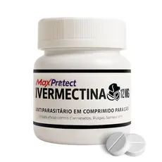 Ivermectina 12mg Para Cães de 30kg a 60kg - Vermífugo Combate Carrapatos Pulgas Vermes Sarna 20 Comp
