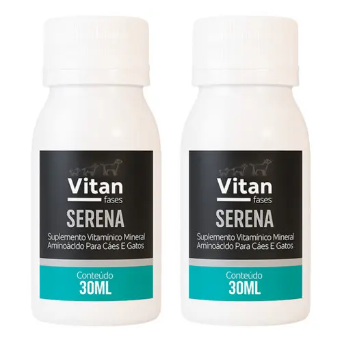 Kit 2 Calmante Serena Vitan Fases Suplemento para Cães e Gatos Petside 30ml