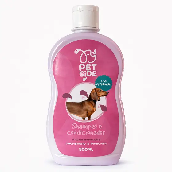 Shampoo e Condicionador Para Dachshund Salsicha e Pinscher PetSide 500ml Cachorro Banho Petshop