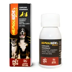 Suplemento Vitamínico Para Anemia Cães e Gatos - Hemoliside Gold Petside 30ml