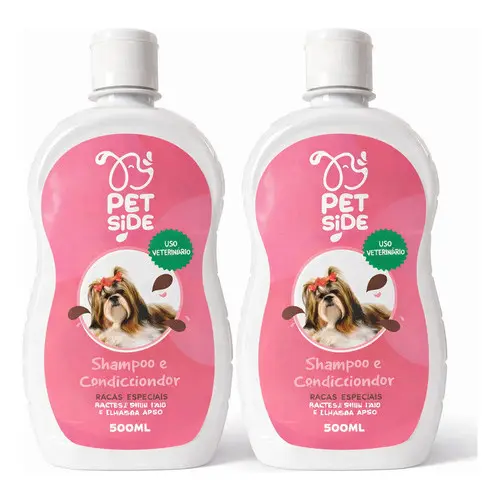 Kit Shampoo & Condicionador Para Cães Shitzu Lhasa Apso Maltês Pelos Longos Pelagem