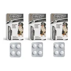 Kit 3 Vermífugo Para Cães Grandes 30kg A 60kg Ivermectina 12mg Remédio Carrapato Pulga Verme Sarna