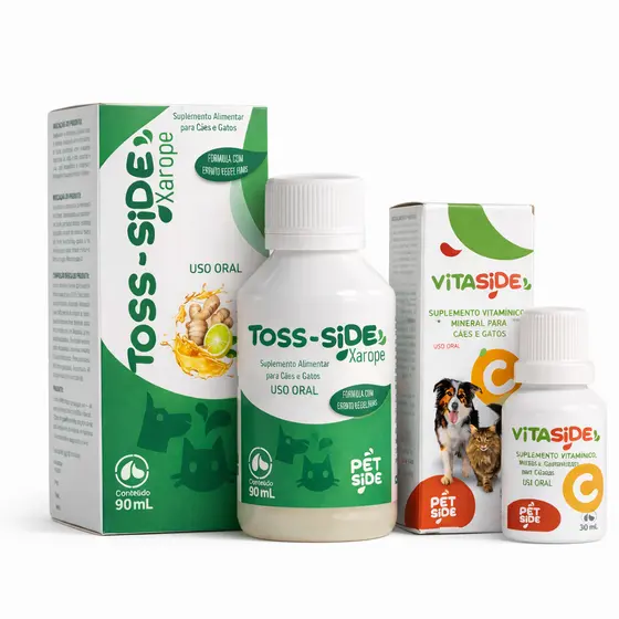 Kit Suplemento Imunidade Para Cães e Gatos Imune Tosse Xarope + Vitamina C Uso Veterinário