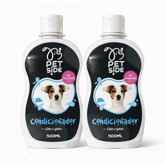 Kit 2 Condicionador para Cães e Gatos Hidratante para Pêlos - Petside 500ml Banho Petshop
