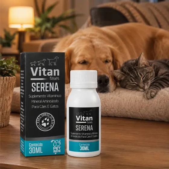 Calmante Natural para Cães e Gatos Vitan Serena Petside 30ml Suplemento Alimentar Tranquilidade
