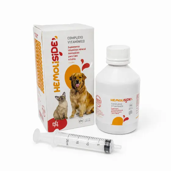 Hemoliside Suplemento para Desnutrição Anemia Cães e Gatos Petside Hemácias Glóbulos Vermelhos