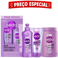 Seda Mega Crescimento Shampoo Condicionador Máscara Creme para Pentear