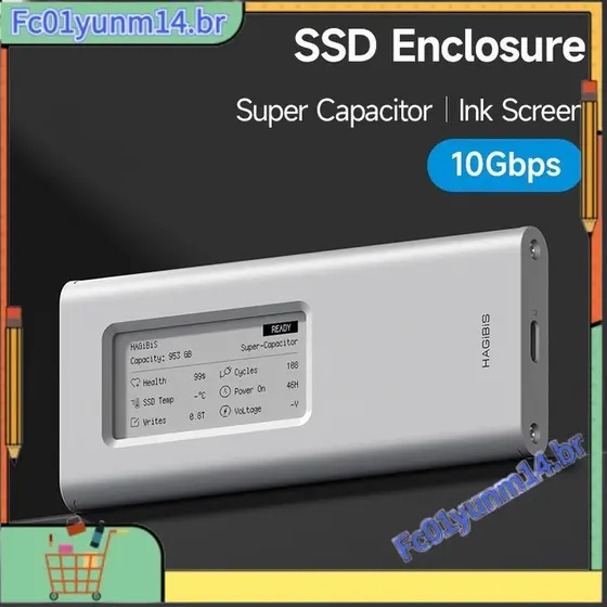 Gabinete SSD M . 2 NVMe Com Tela De Tinta De 10 Gbps Caixa Externa De Alumínio Para SSDs 2230/2242/2260/2280
