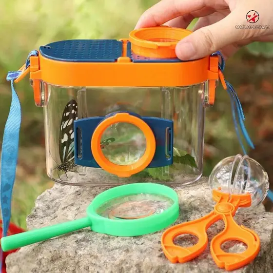 Visualizador De Insetos Ao Ar Livre Caixa Lupa Observador Kit Coletor Gaiola Crianças Ciência Natureza Exploração Ferram