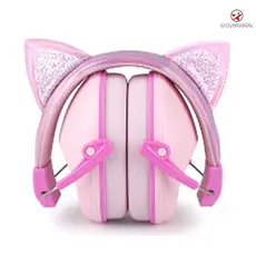 Orelhas De Gato Rosa Crianças Earmuffs Ajustável Anti-Ruído Protetor Auditivo Para Estudo E Sono Cancelamento De zctz4d8