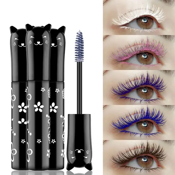 Rímel À Prova D'água 6 Cores Cílios Secagem Rápida Ondas Extensão Maquiagem Azul Rosa Roxo Preto E Branco