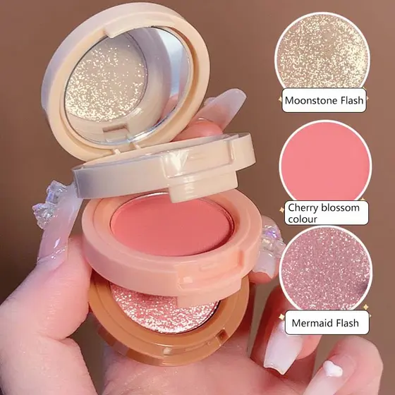 Paleta De Blush 3 Camadas Palate Iluminador Com 2 Cores Para Rosto/Maquiagem