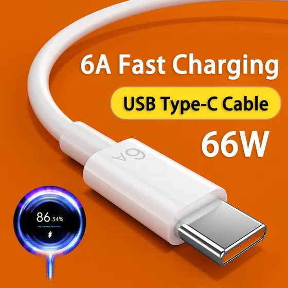 Cabo usb tipo c de carregamento rápido 66w 6a para redmi poco huawei carregador de celular usb c