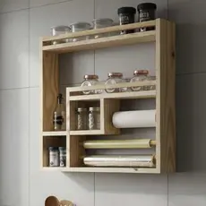 Suporte porta tempero cozinha organizador condimentos grande prateleira parede madeira