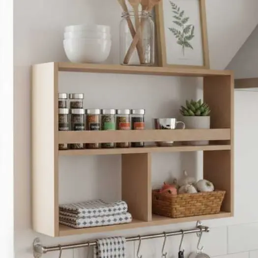 Suporte nicho porta tempero parede cozinha mdf prateleira multifunção decorativo