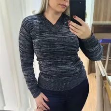 Blusa Trico Basica De Frio Feminina Decote V Manga Longa Suéter Casaquinho