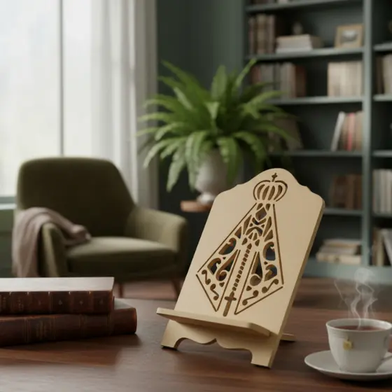 Porta Biblia E Livro Decorado Nossa Senhora Em MDF 9mm Cru