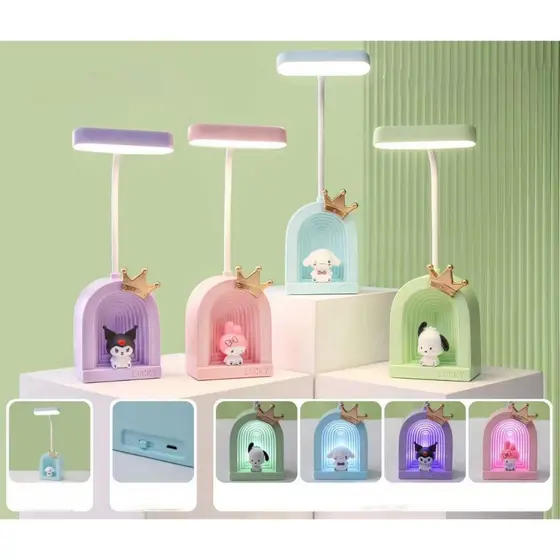 Luminária De Mesa Recarregável Usb Led Kuromi Abajur Infantil Luz Noturna Haste Flexível